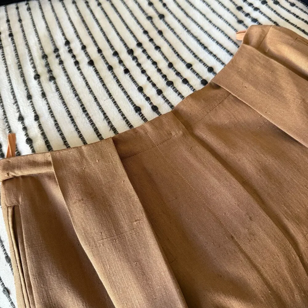 1950s Vintage NEIMAN MARCUS | Dupioni Silk Light Brown Tulip Skirt  | Size 2